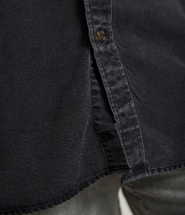 Camisa Denim Manga Corta Negro - Camisa