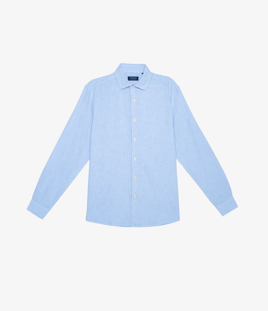 Camisa Lino Cuadros Azul - Camisa