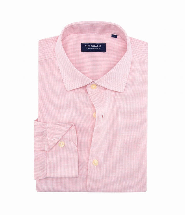 Camisa Lino Cuadros Rosado - Camisa