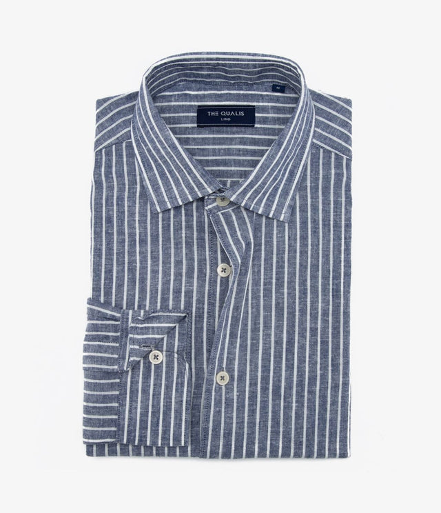 Camisa Lino Rayas Azul - Camisa