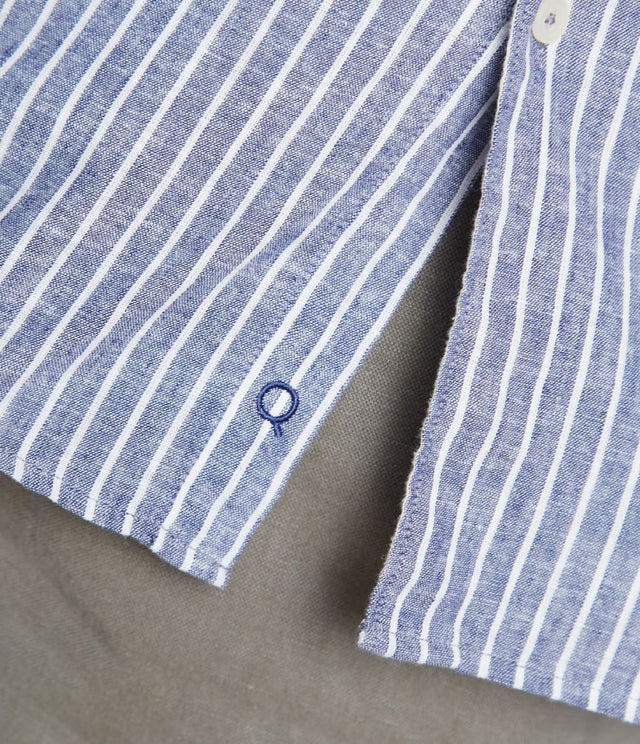 Camisa Lino Rayas Azul - Camisa