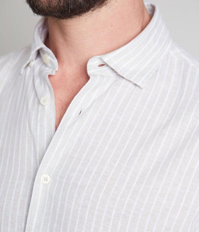 Camisa Lino Rayas Beige - Camisa