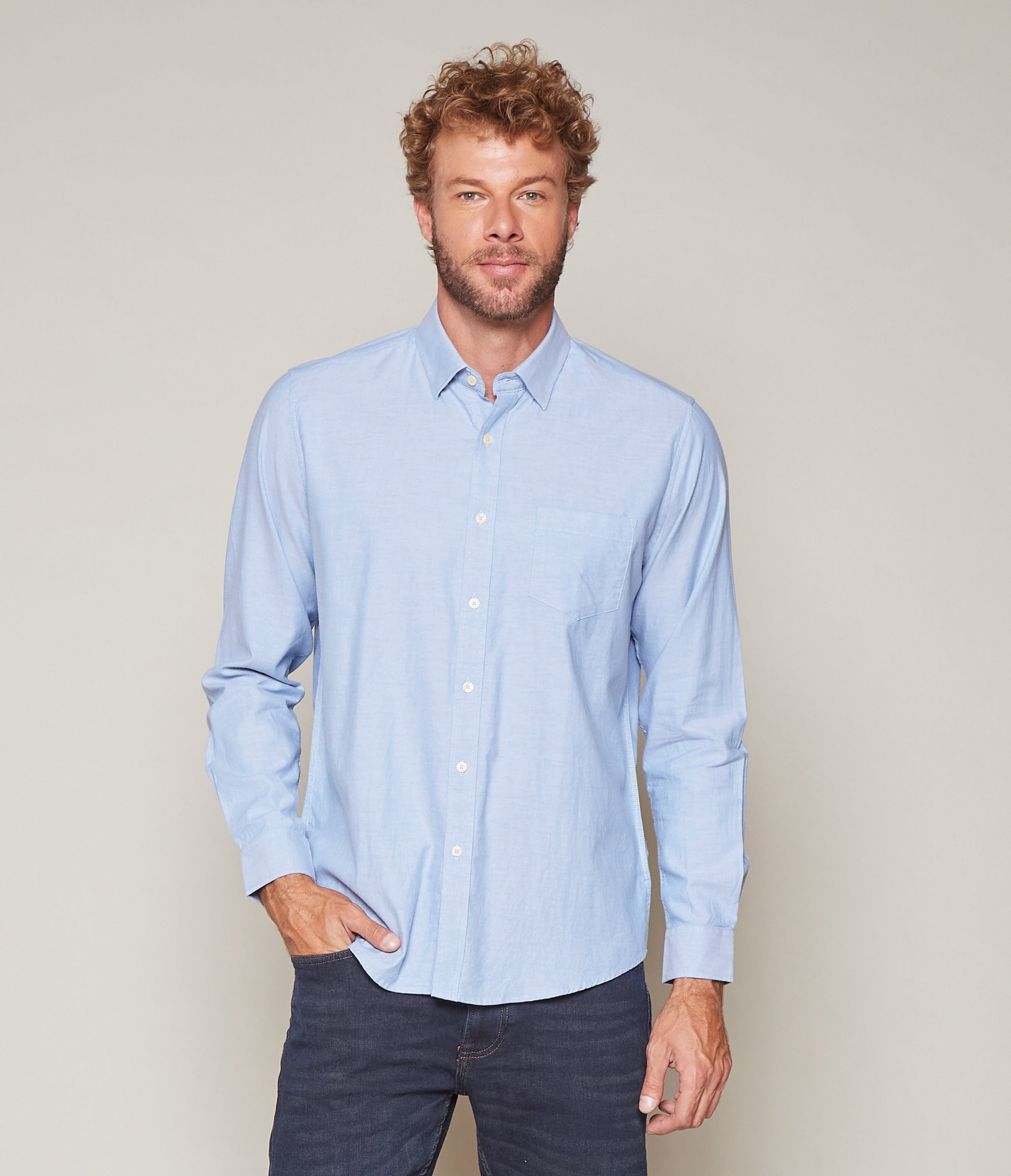 Camisa Oxford Azul Claro - Camisa