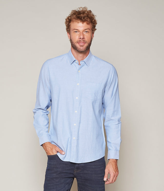 Camisa Oxford Azul Claro - Camisa