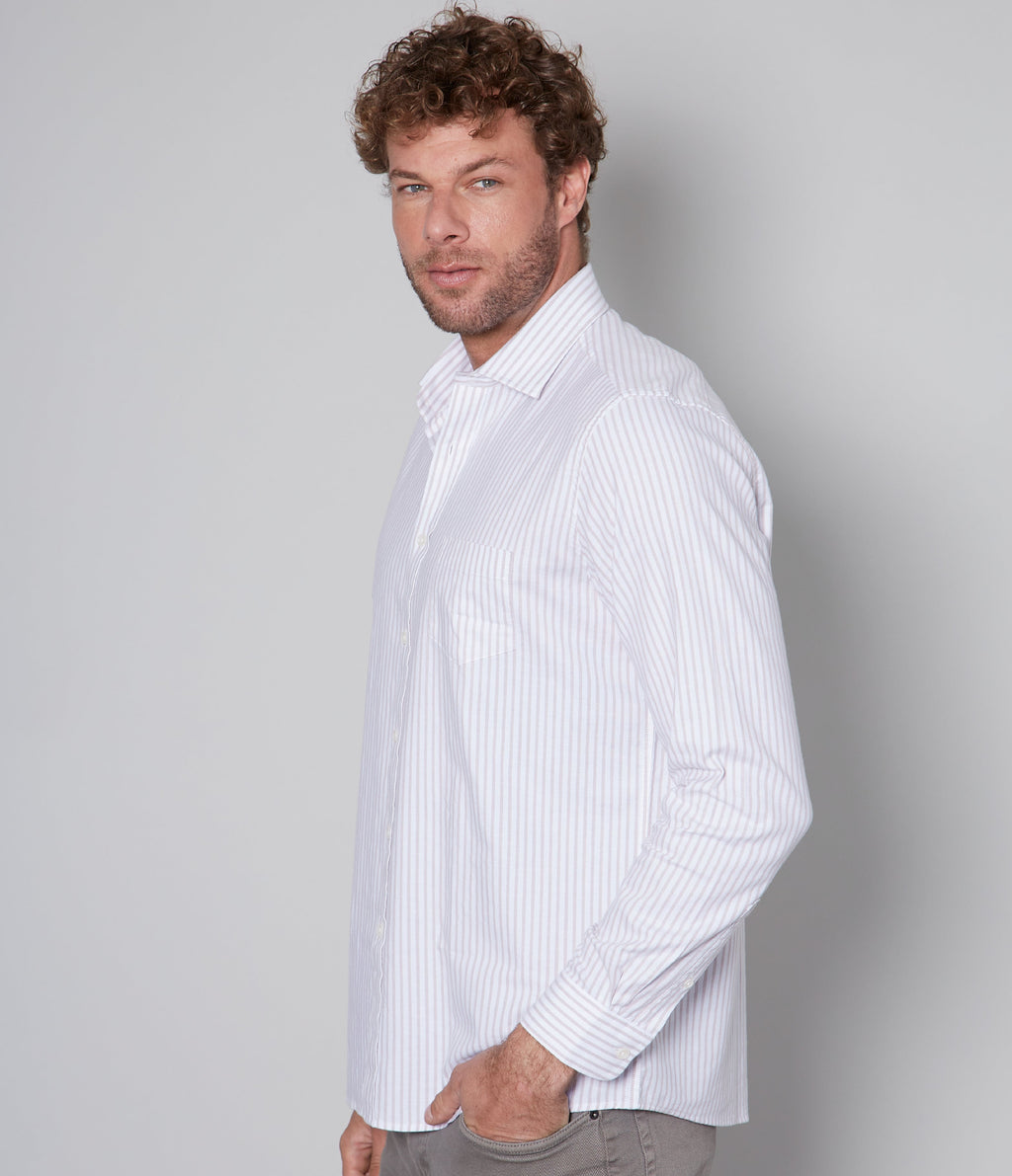 Camisa Oxford Rayas Tabaco - Camisa