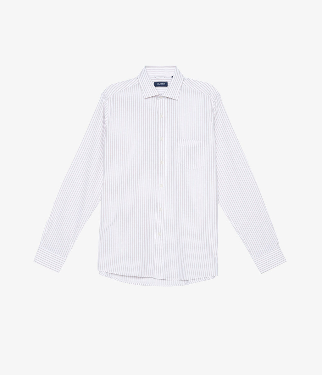 Camisa Oxford Rayas Tabaco - Camisa
