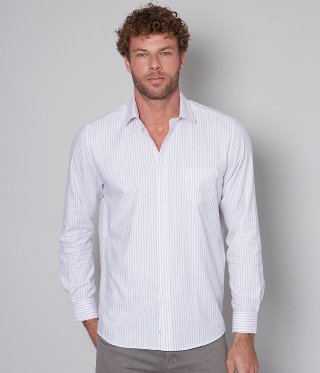 Camisa Oxford Rayas Tabaco - Camisa