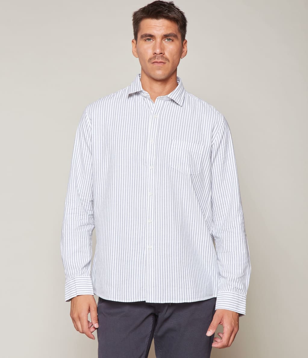 Camisa Oxford Rayas Azul - Camisa