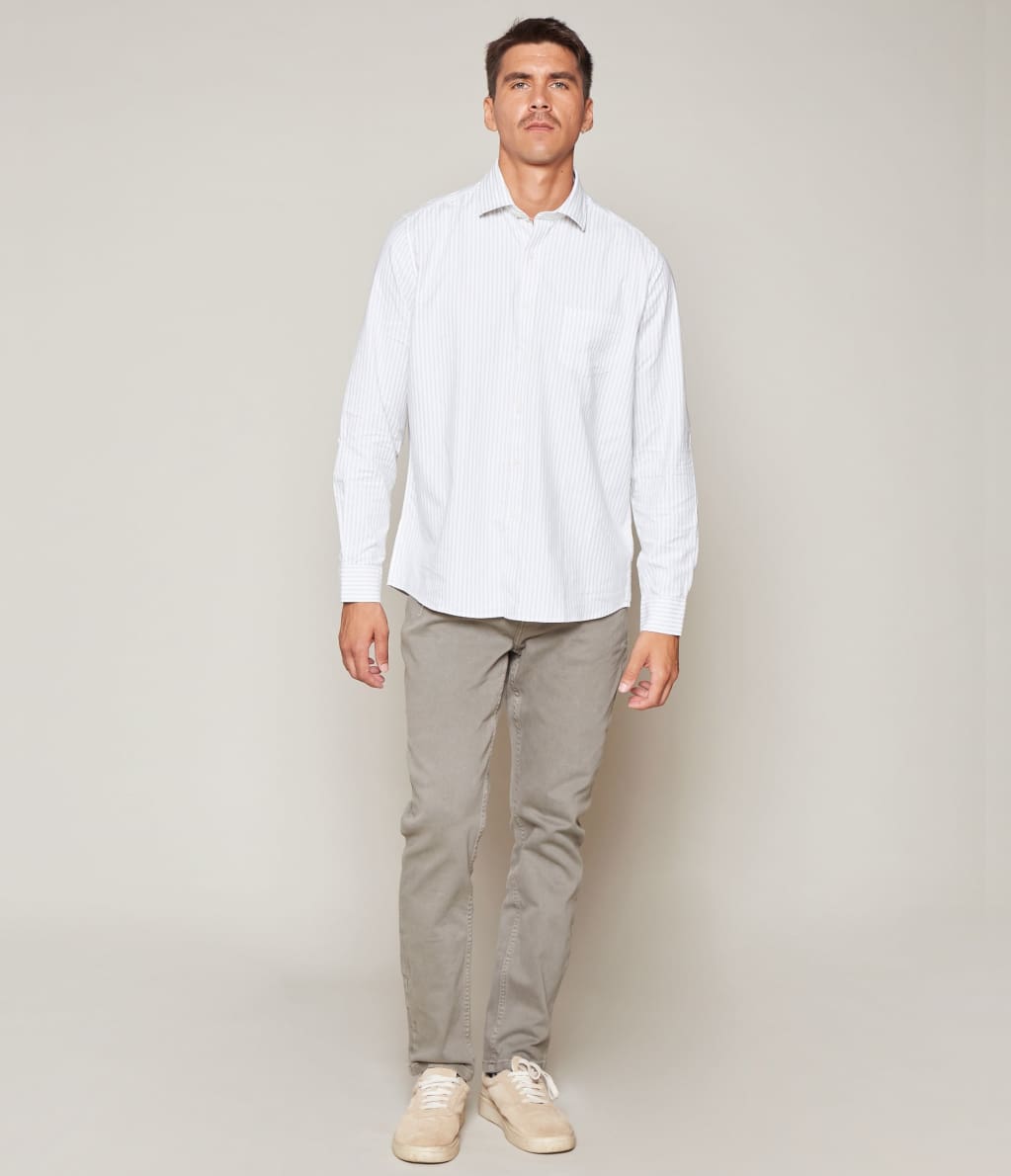 Camisa Oxford Rayas Verde - Camisa