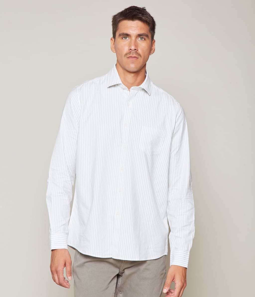 Camisa Oxford Rayas Verde - Camisa