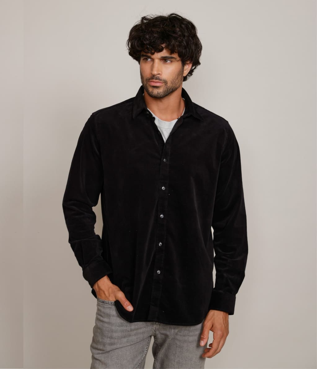 Camisa Robert Cotelé Grueso Negro - Camisa