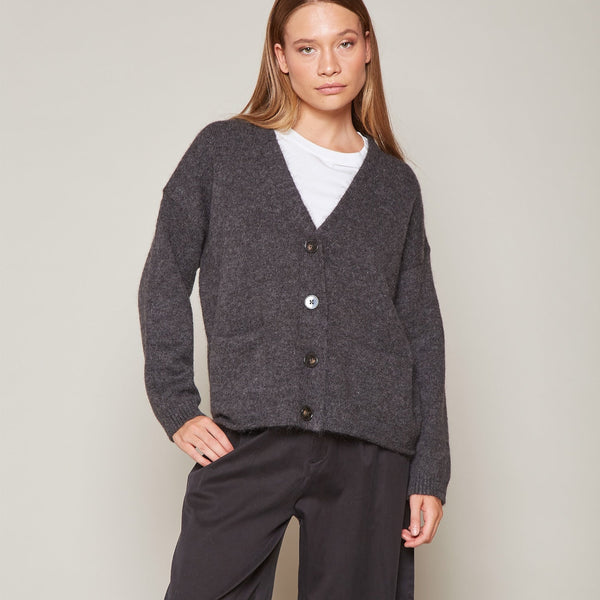 The Qualis - Cárdigan Mujer Lena Mohair Gris Marengo