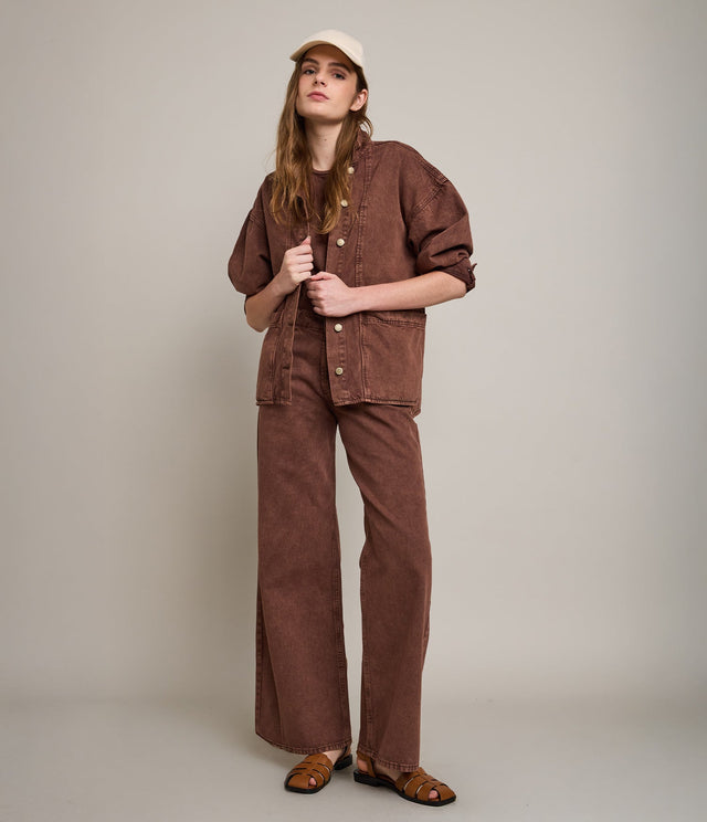 Chaqueta Mujer Denim 100% Algodón Cafe - Chaqueta