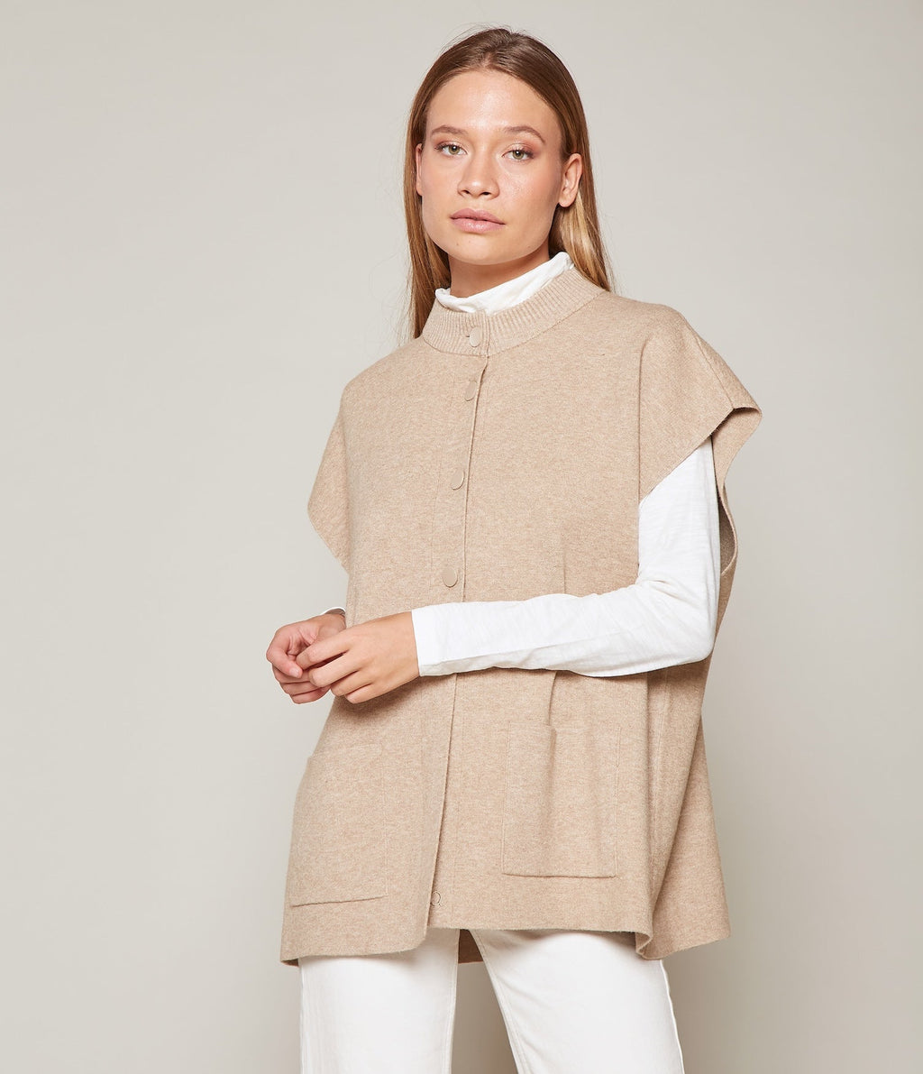 Chaqueta Otavia Sin Mangas Beige - Sweater Mujer