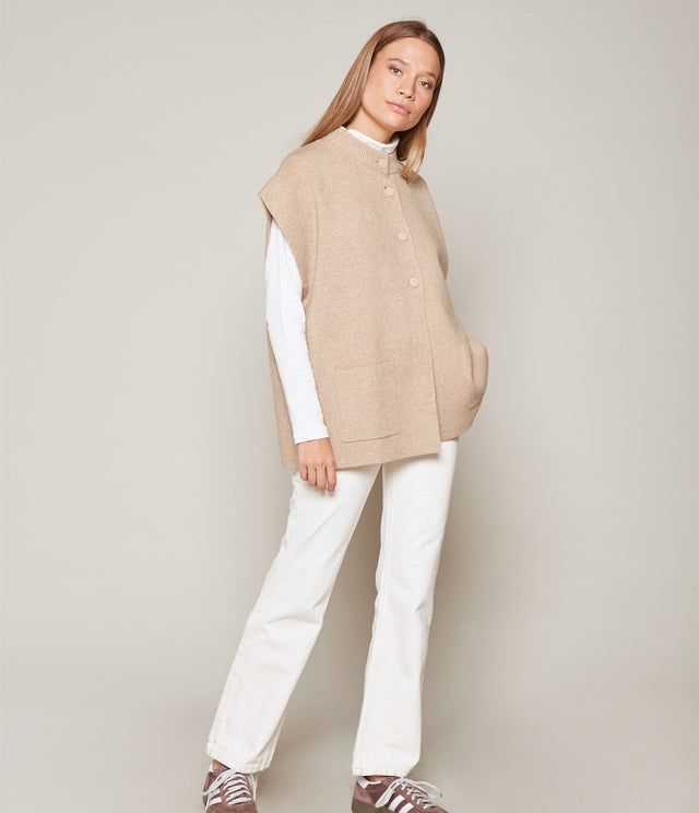 Chaqueta Otavia Sin Mangas Beige - Sweater Mujer