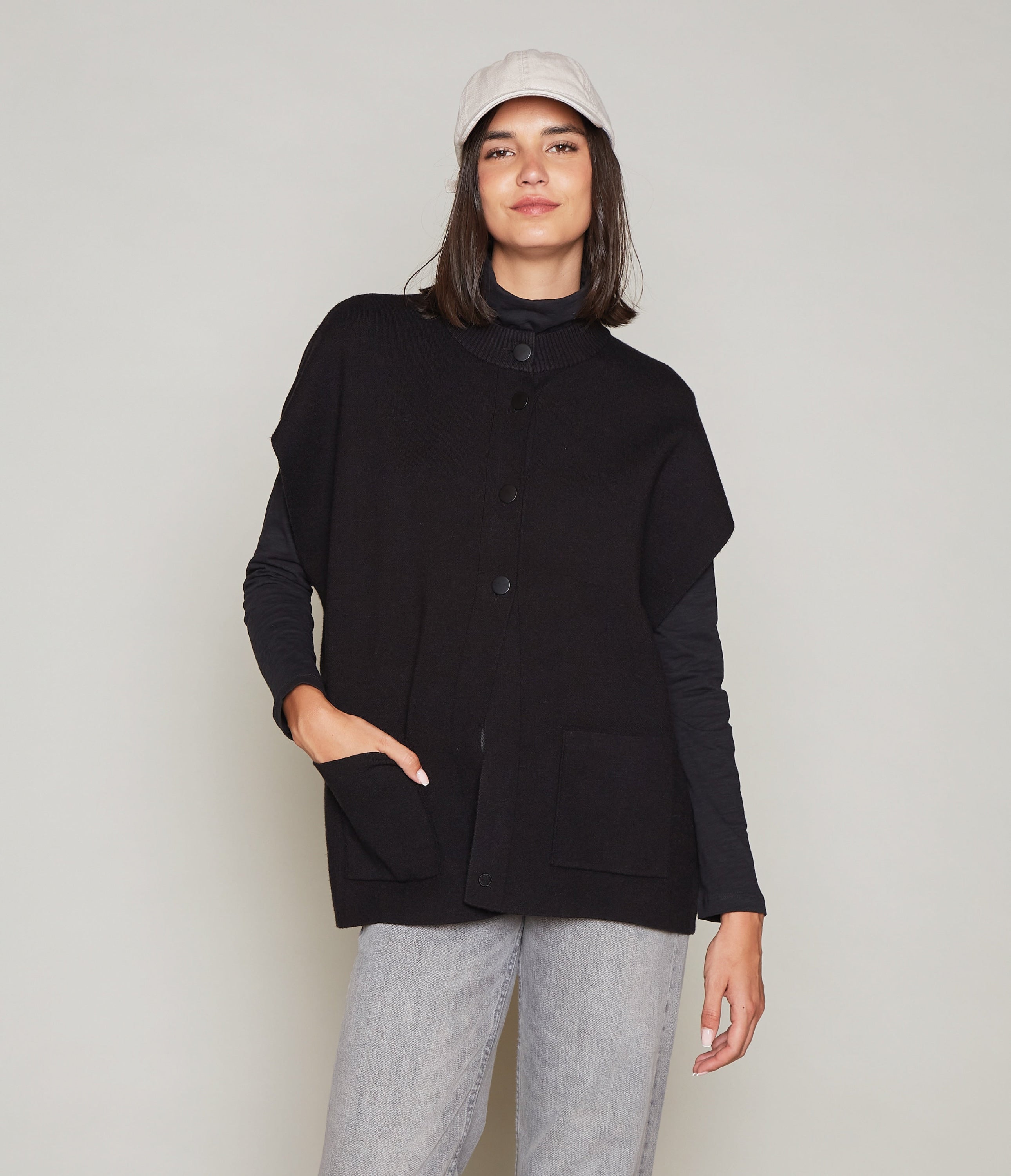 Chaqueta Otavia Sin Mangas Negro - Sweater Mujer