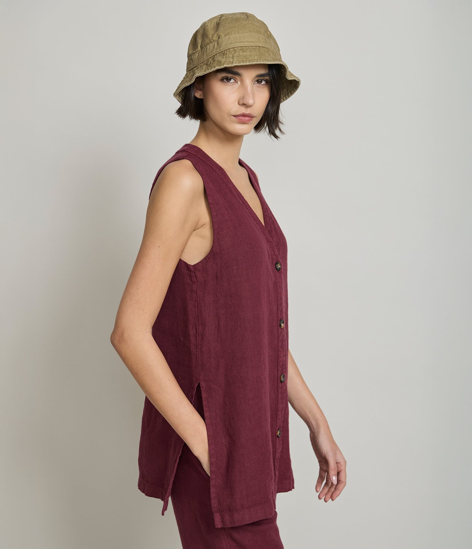 Guillete Milan Lino Berenjena - Blusa