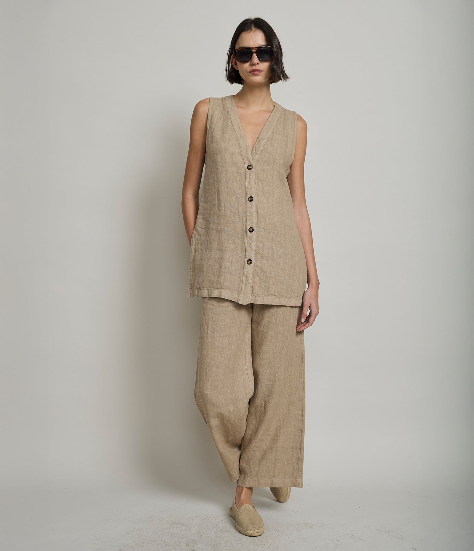 Guillete Milan Lino Café Claro - Blusa