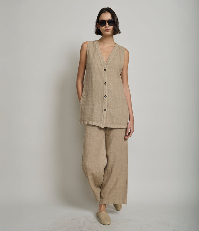 Guillete Milan Lino Café Claro - Blusa