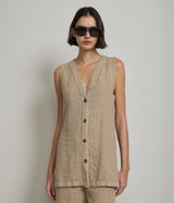 Guillete Milan Lino Café Claro - Blusa