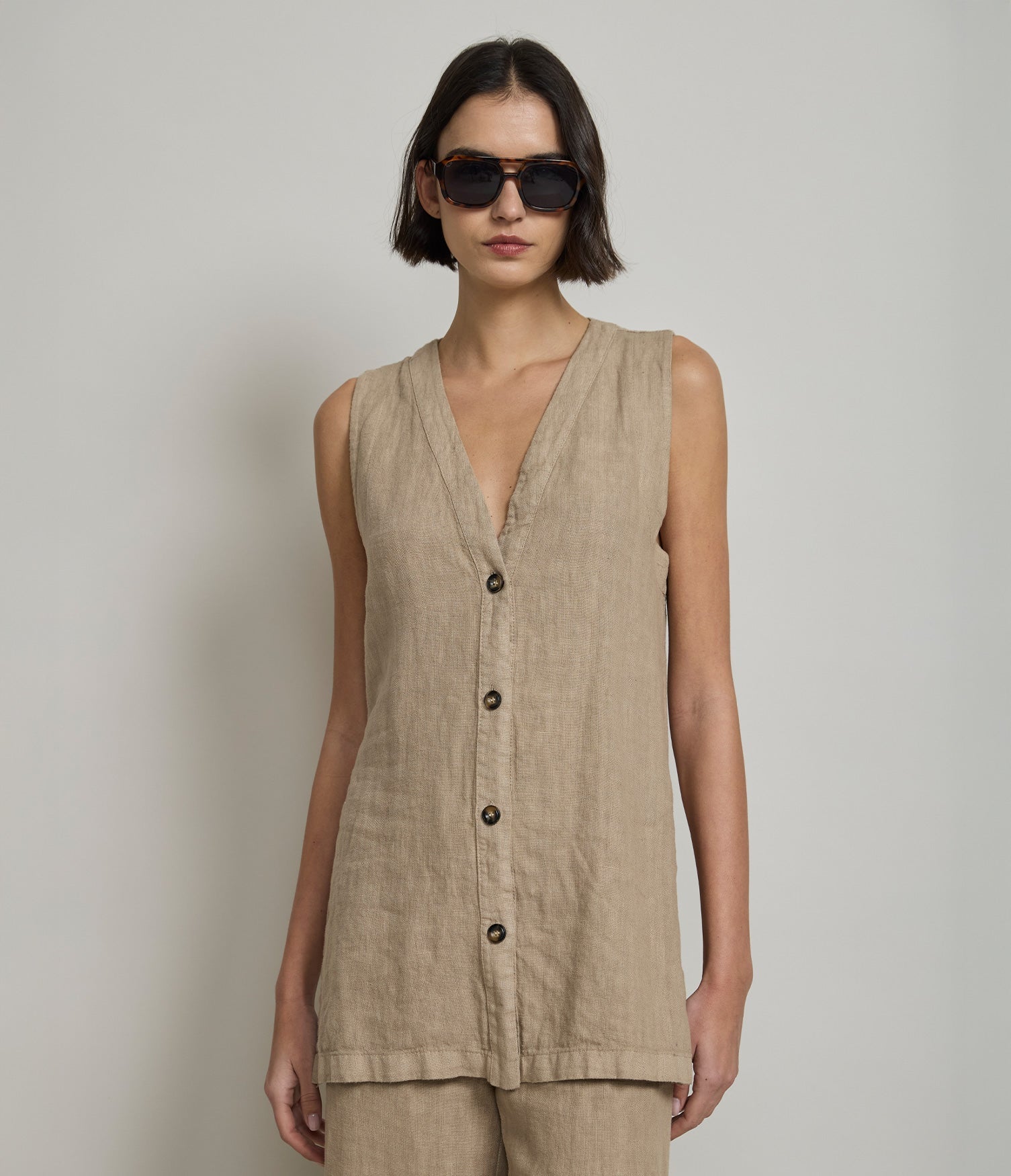 Guillete Milan Lino Café Claro - Blusa