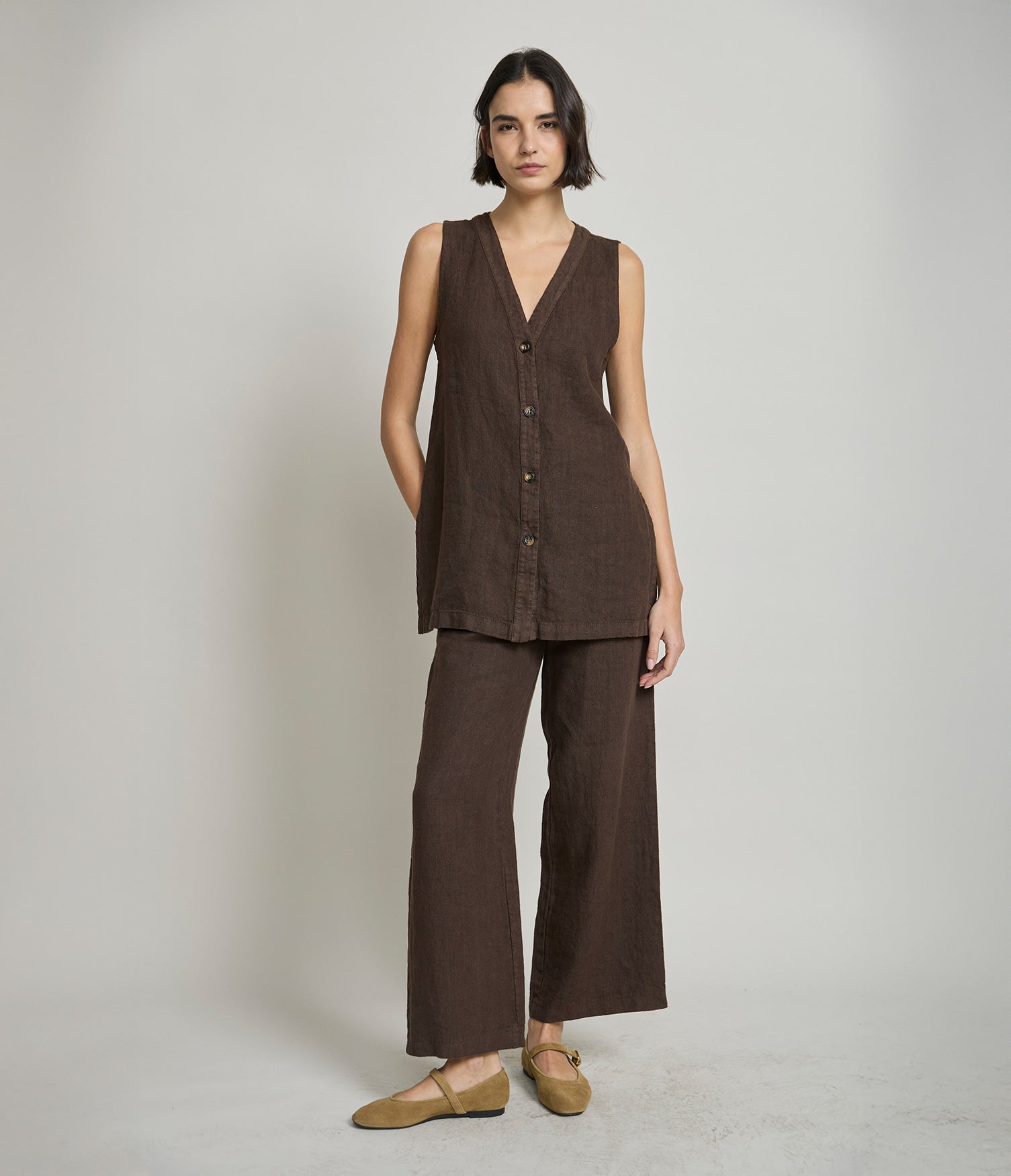 Guillete Milan Lino Café Oscuro - Blusa