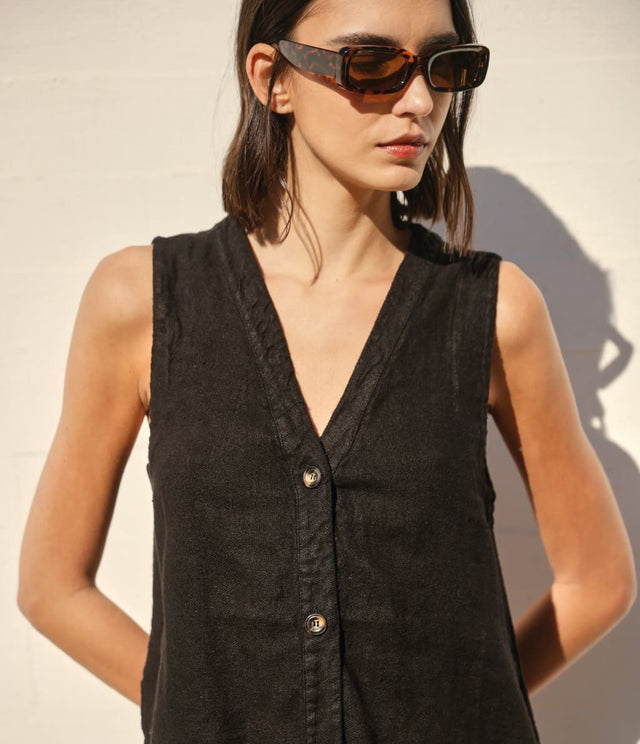 Guillete Milan Lino Negro - Blusa