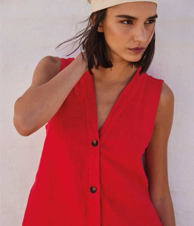 Guillete Milan Lino Rojo - Blusa