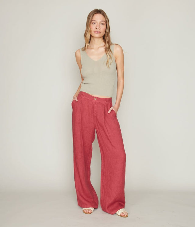 Pantalon Florencia Lino Berenjena - pantalones