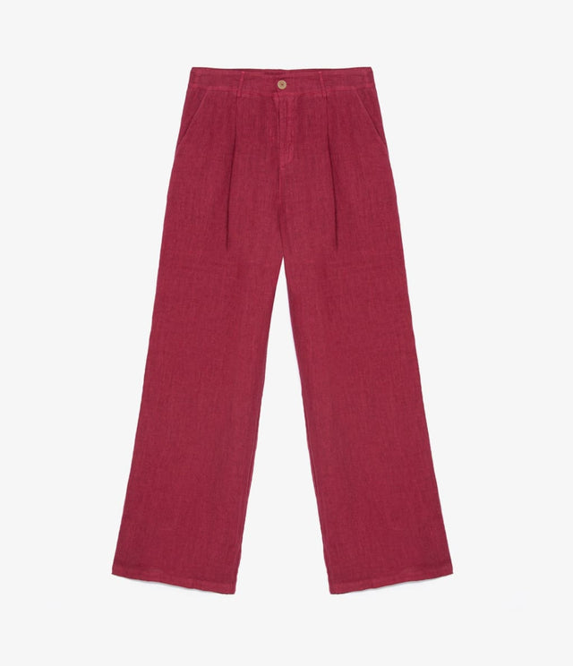 Pantalon Florencia Lino Berenjena - pantalones