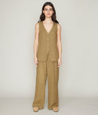 Pantalon Florencia Lino Verde - pantalones