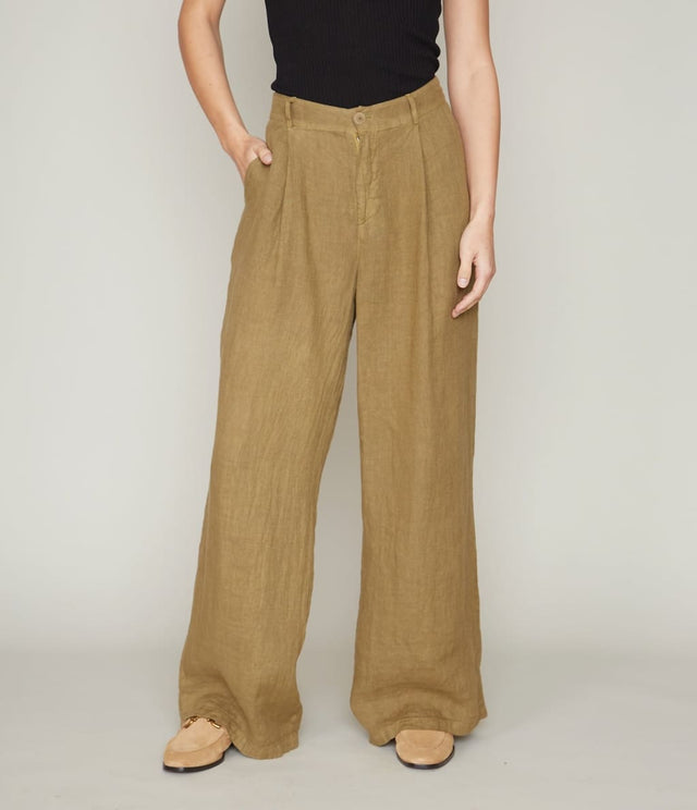 Pantalon Florencia Lino Verde - pantalones