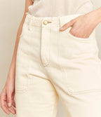 Pantalón Helena Crema - PANTALÓN DENIM BÁSICO MUJER
