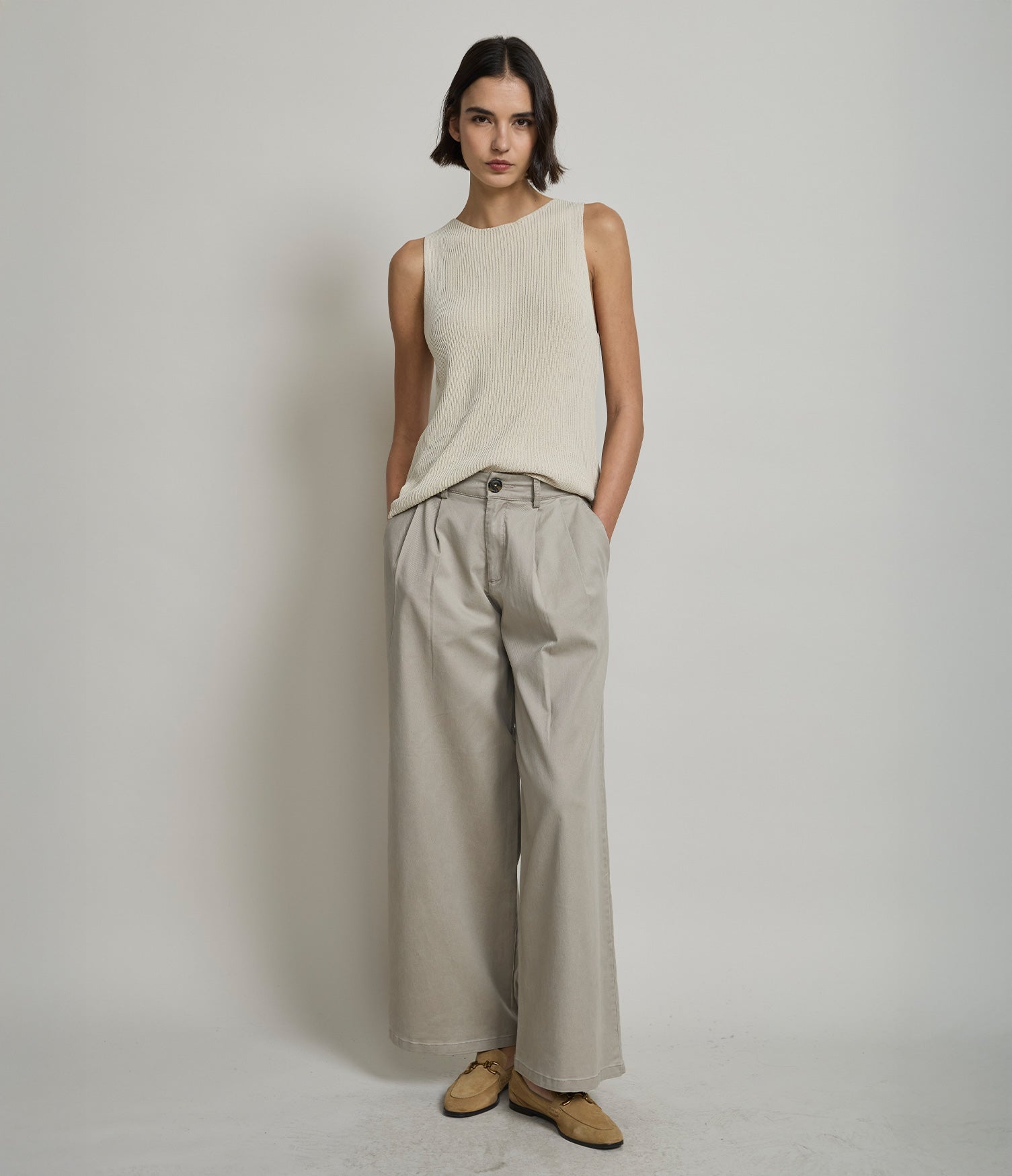 Pantalón Alana Beige - PANTALÓN DENIM BÁSICO MUJER