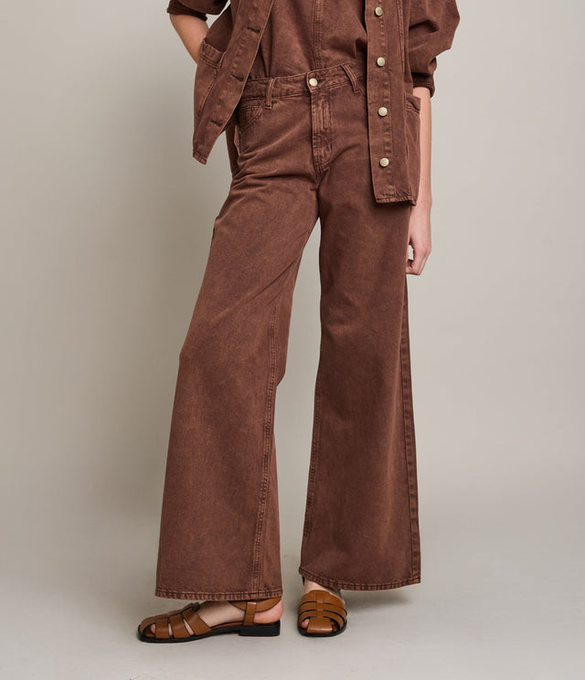 Pantalón Mujer Denim 100% Algodón Café - Pantalón