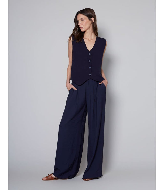 Pantalón Sastrero Azul - PANTALÓN DENIM BÁSICO MUJER