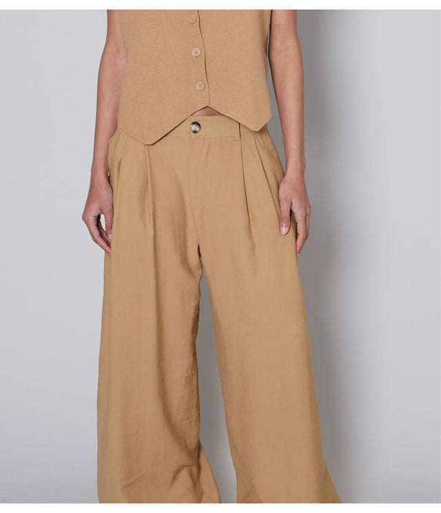 Pantalón Sastrero Camel - PANTALÓN DENIM BÁSICO MUJER