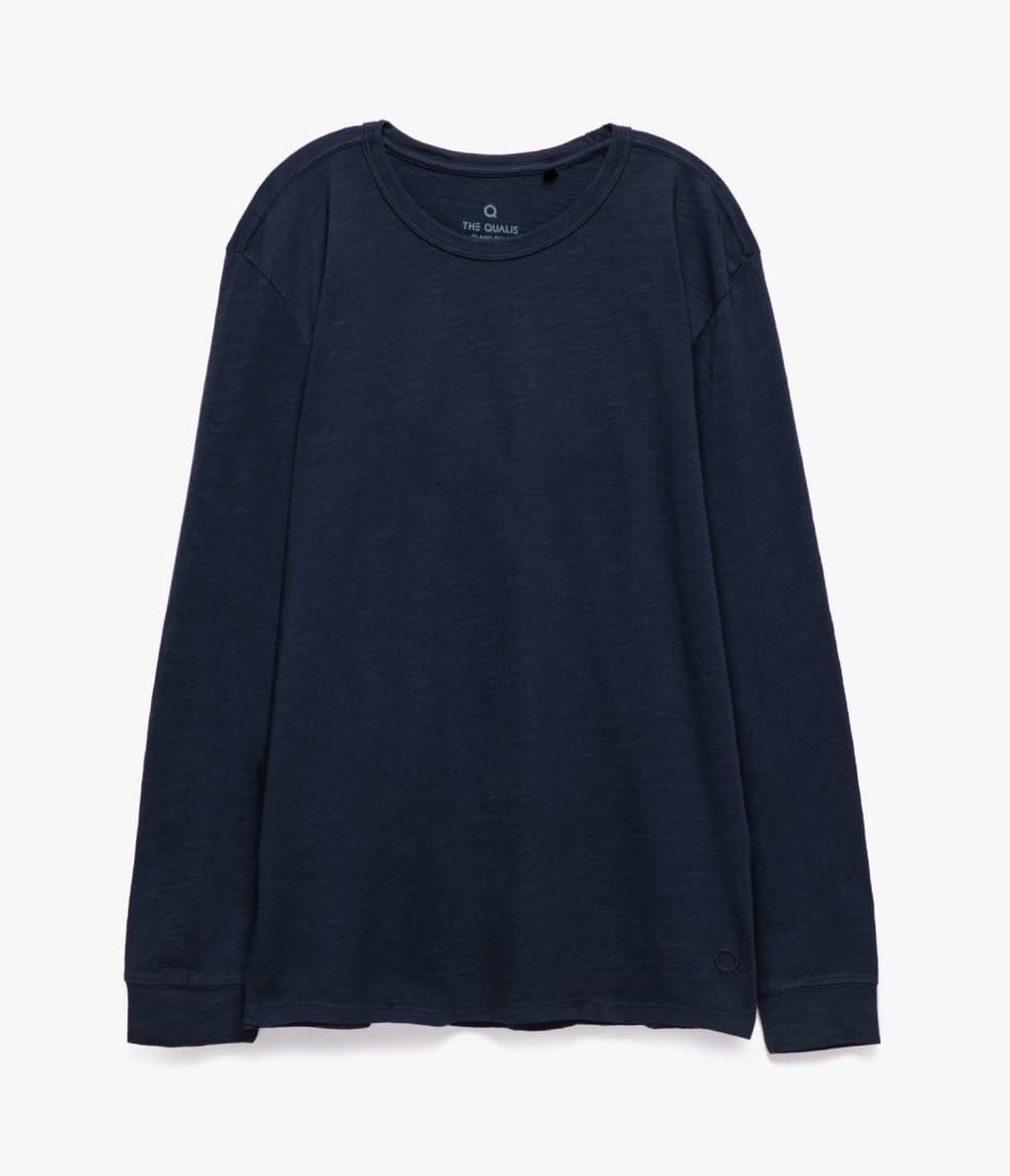 Polera Slub Manga Larga Azul - Polera
