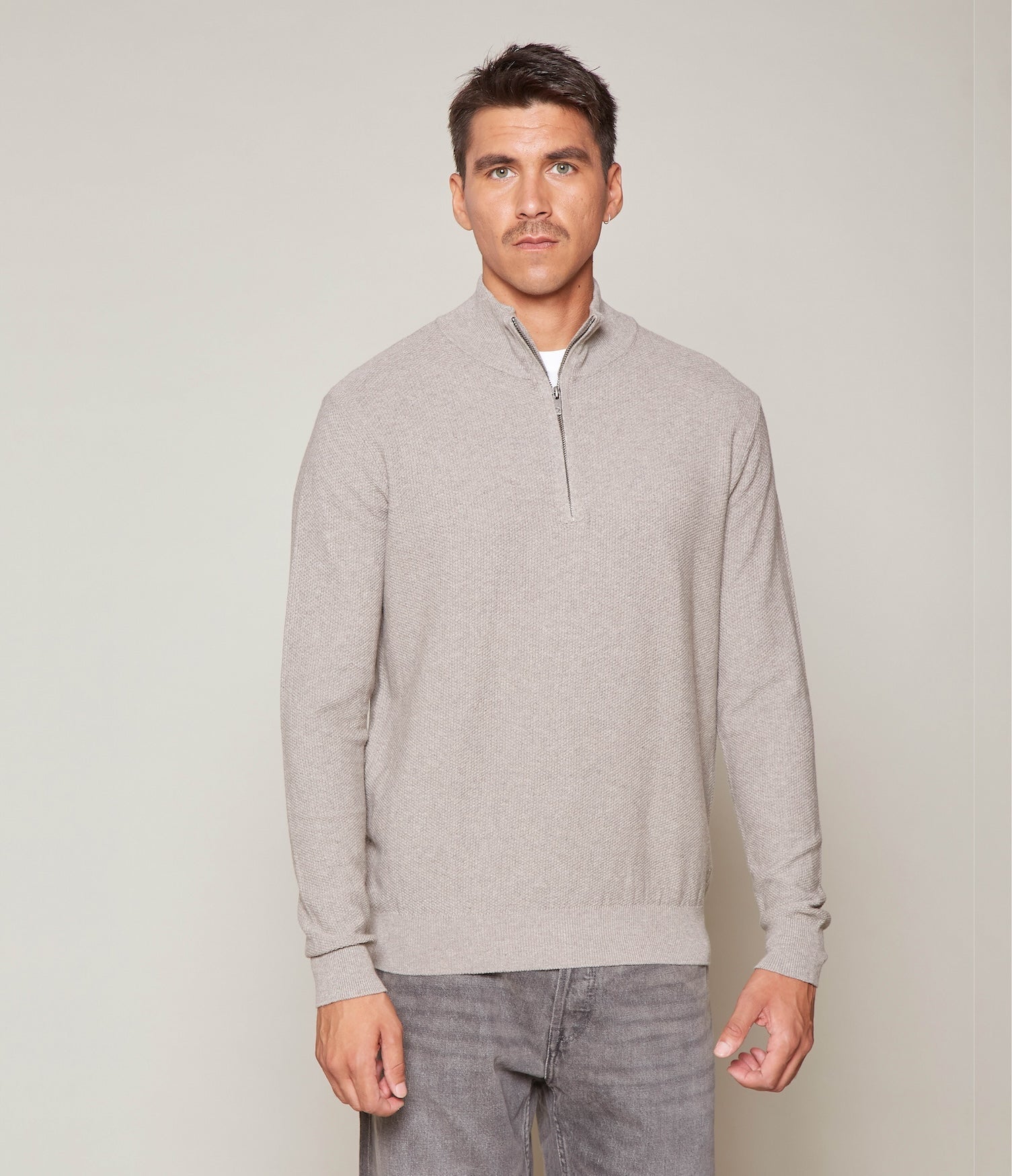 Sweater Acra Half Zipper Gris Claro - Sweater