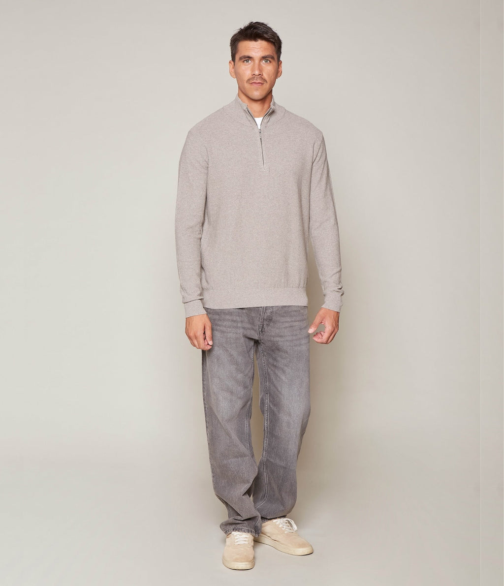 Sweater Acra Half Zipper Gris Claro - Sweater