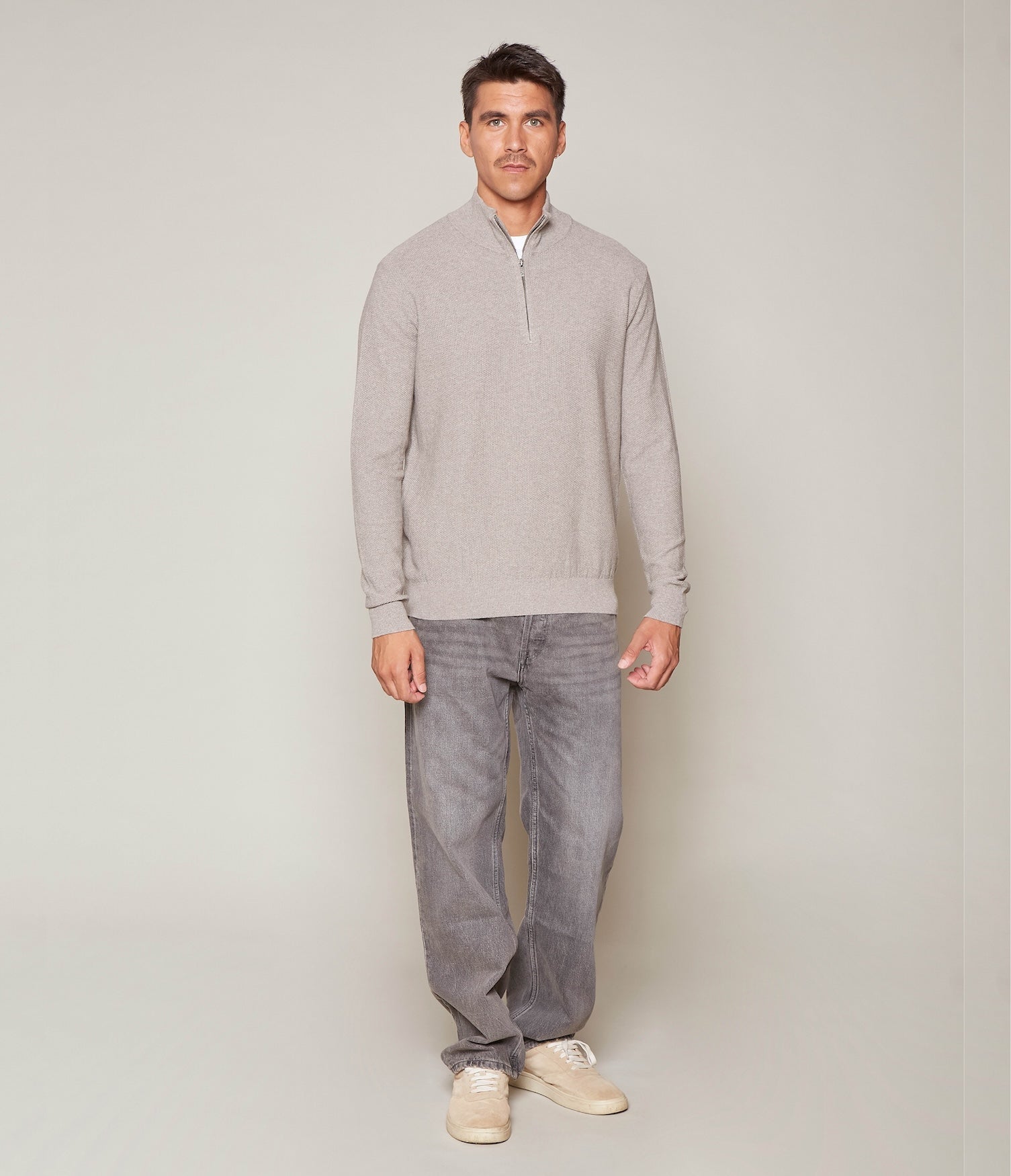 Sweater Acra Half Zipper Gris Claro - Sweater