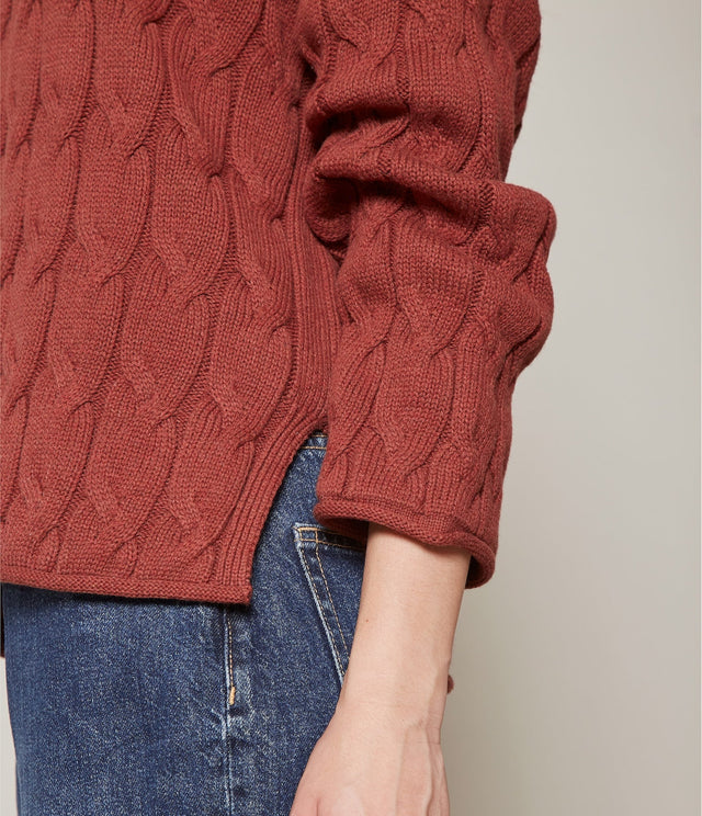 Sweater Trenzado Ladrillo - Sweater Mujer