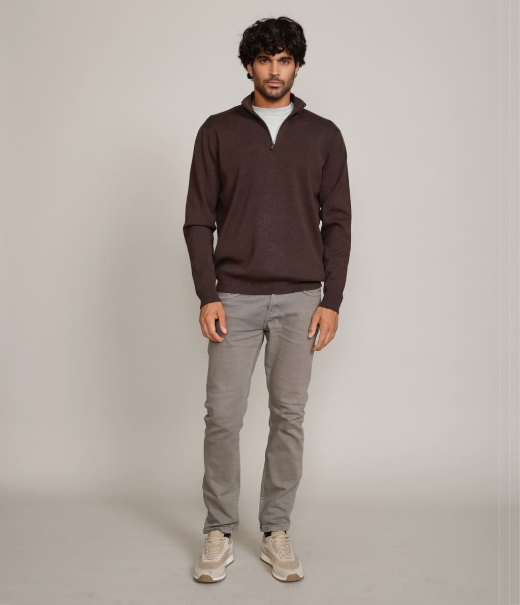 Sweater Tokio Half Zipper Terracota - Sweater