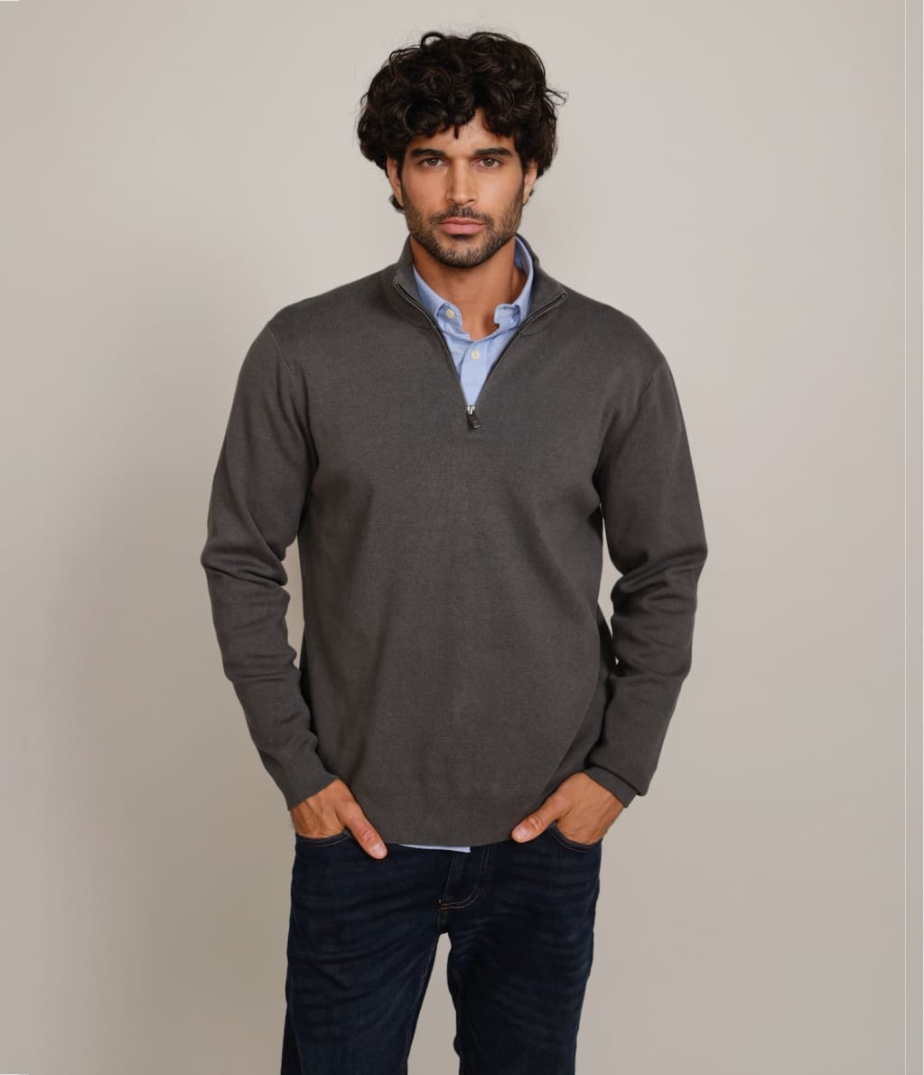 Sweater Tokio Half Zipper Verde Oliva - Sweater