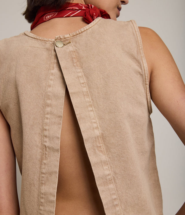 Top Mujer Denim 100% Algodón Beige - Top