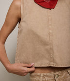 Top Mujer Denim 100% Algodón Beige - Top