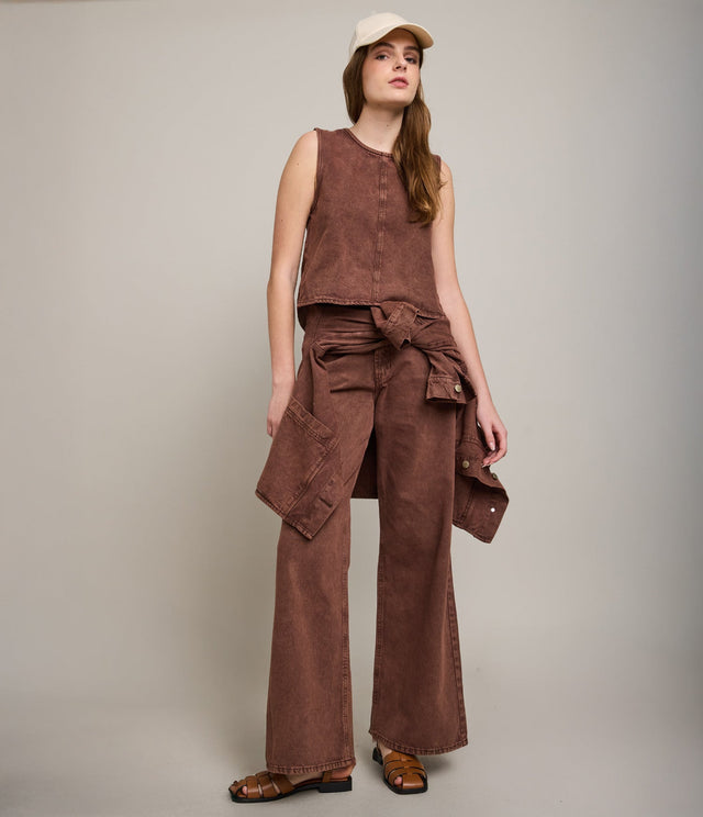 Top Mujer Denim 100% Algodón Café - Top