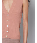 Top Tejido Botones Rosa Palo - Polera