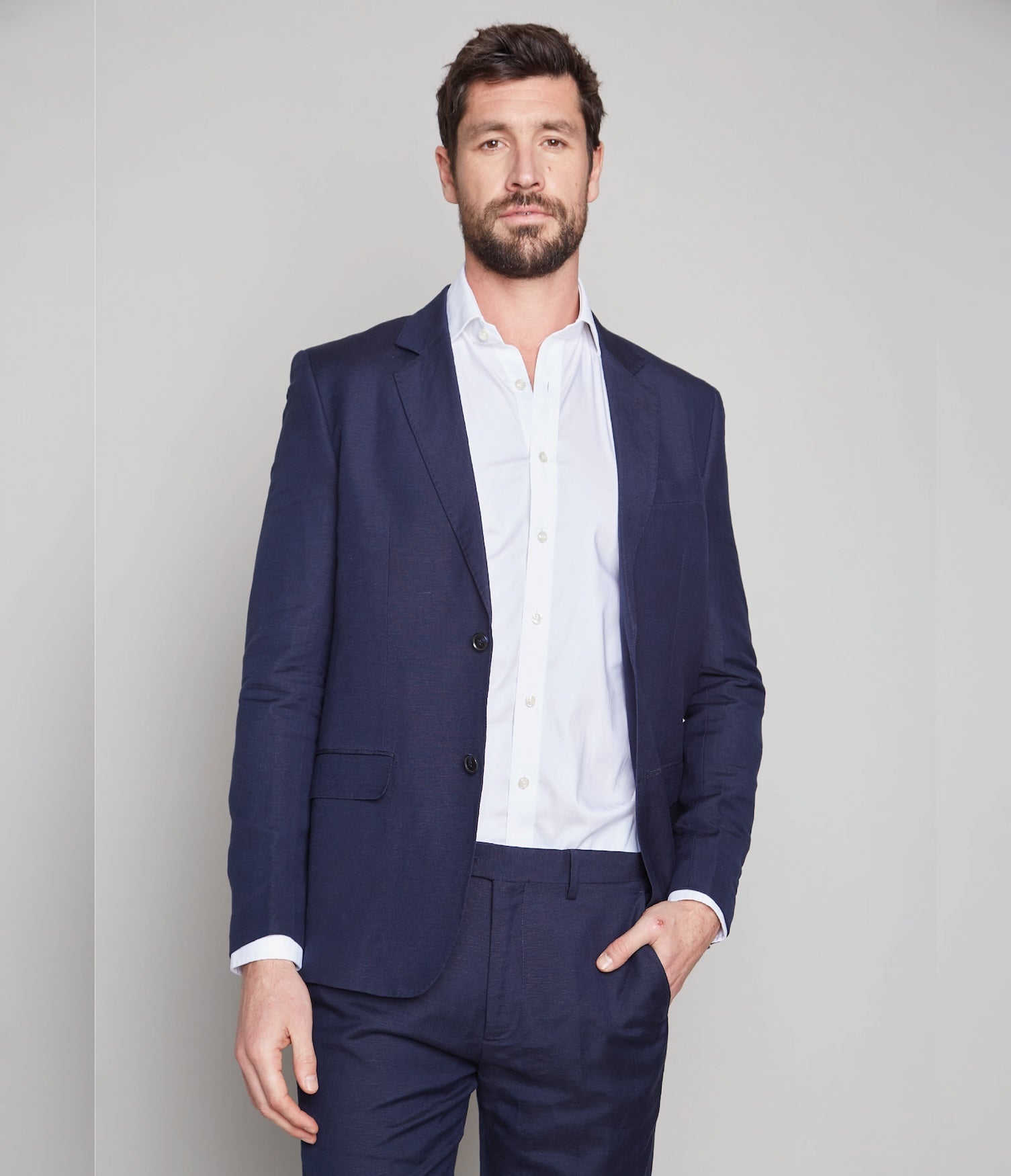 Traje Lino Azul Marino - Chaqueta