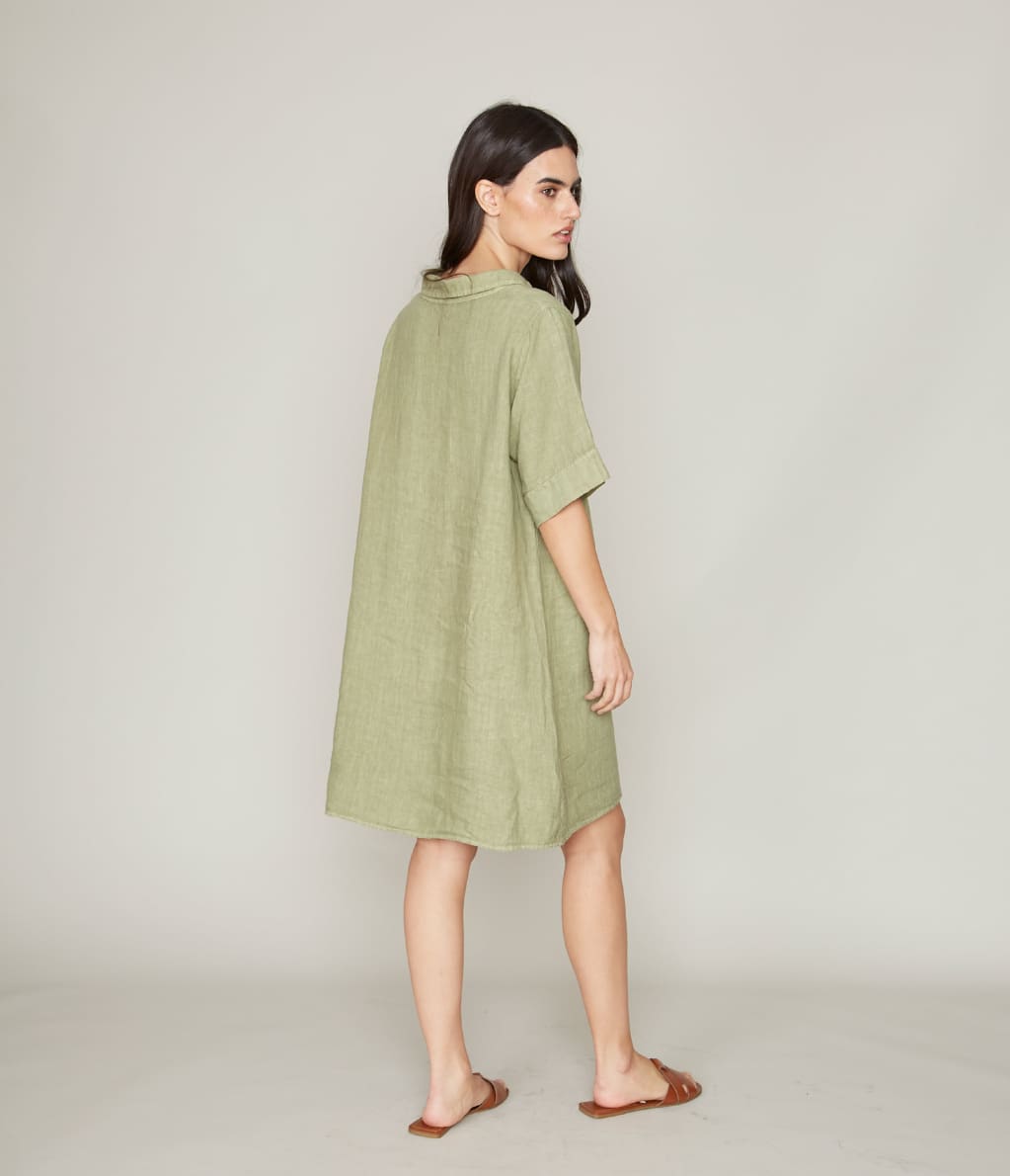 Vestido Napoles Corto Lino Manzana - Vestido